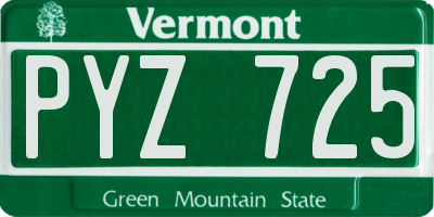 VT license plate PYZ725