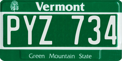 VT license plate PYZ734