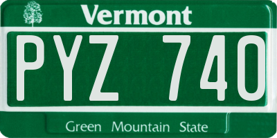 VT license plate PYZ740