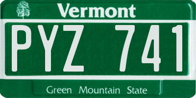 VT license plate PYZ741