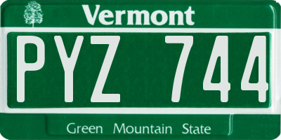 VT license plate PYZ744