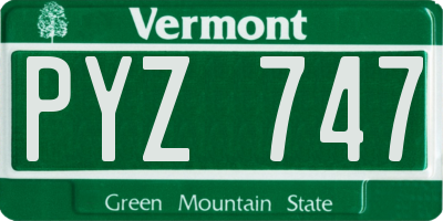 VT license plate PYZ747