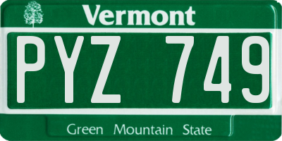 VT license plate PYZ749