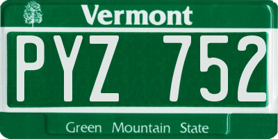 VT license plate PYZ752