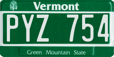 VT license plate PYZ754
