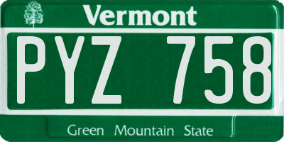 VT license plate PYZ758