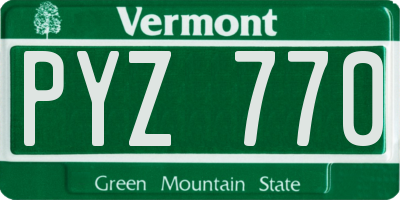 VT license plate PYZ770