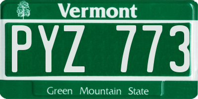 VT license plate PYZ773