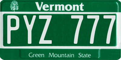 VT license plate PYZ777