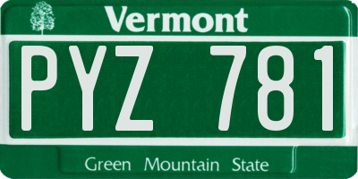 VT license plate PYZ781