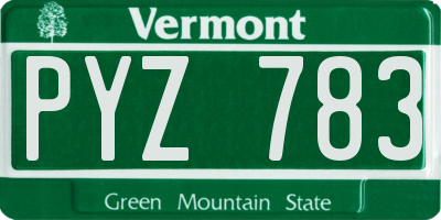 VT license plate PYZ783