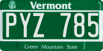 VT license plate PYZ785