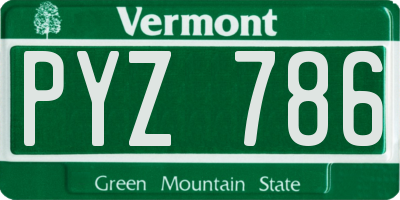 VT license plate PYZ786