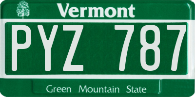 VT license plate PYZ787