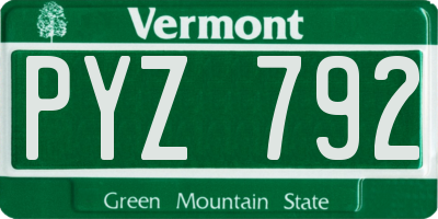 VT license plate PYZ792