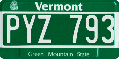 VT license plate PYZ793