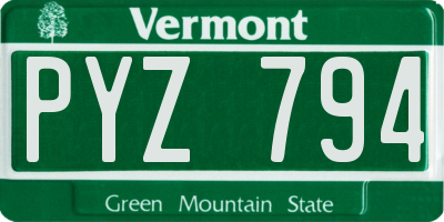 VT license plate PYZ794