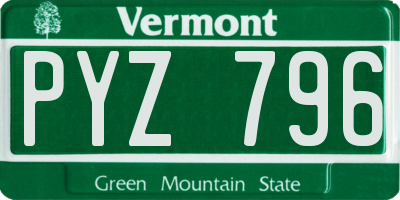 VT license plate PYZ796