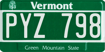VT license plate PYZ798