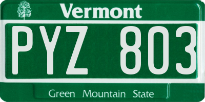VT license plate PYZ803