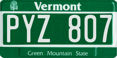 VT license plate PYZ807