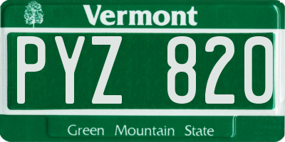 VT license plate PYZ820