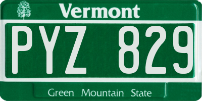 VT license plate PYZ829