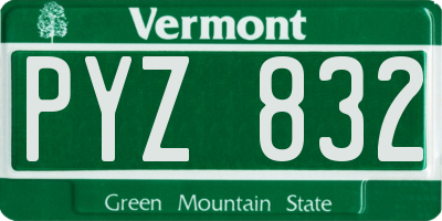 VT license plate PYZ832