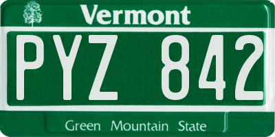 VT license plate PYZ842