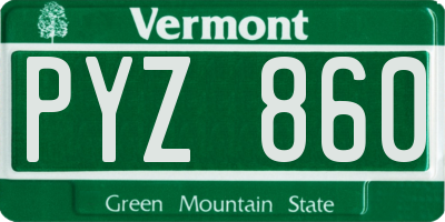 VT license plate PYZ860