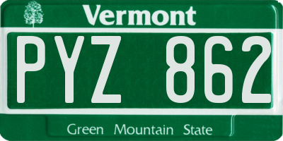 VT license plate PYZ862