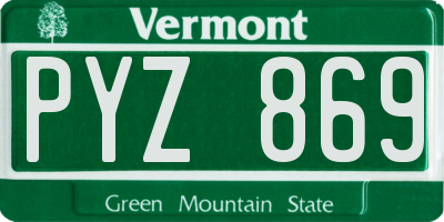 VT license plate PYZ869