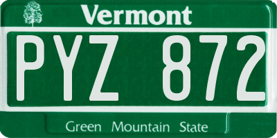 VT license plate PYZ872