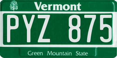 VT license plate PYZ875