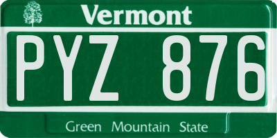VT license plate PYZ876