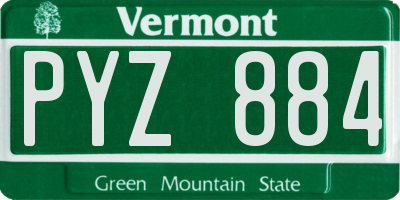 VT license plate PYZ884