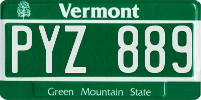 VT license plate PYZ889