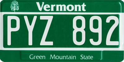 VT license plate PYZ892