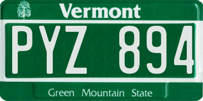 VT license plate PYZ894