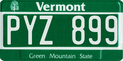 VT license plate PYZ899