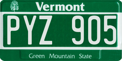 VT license plate PYZ905