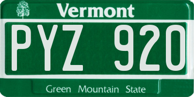 VT license plate PYZ920