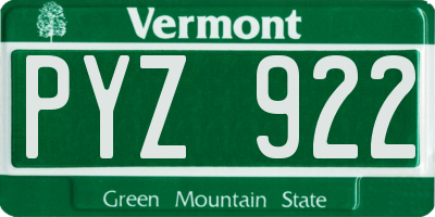 VT license plate PYZ922