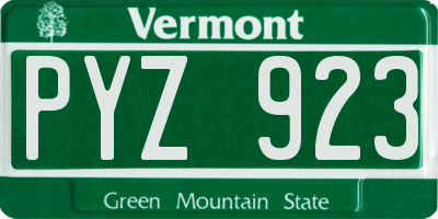 VT license plate PYZ923