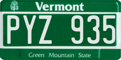 VT license plate PYZ935