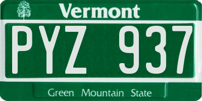 VT license plate PYZ937