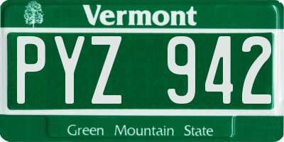 VT license plate PYZ942