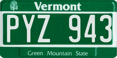 VT license plate PYZ943