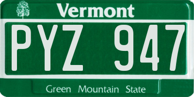VT license plate PYZ947
