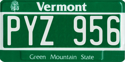 VT license plate PYZ956